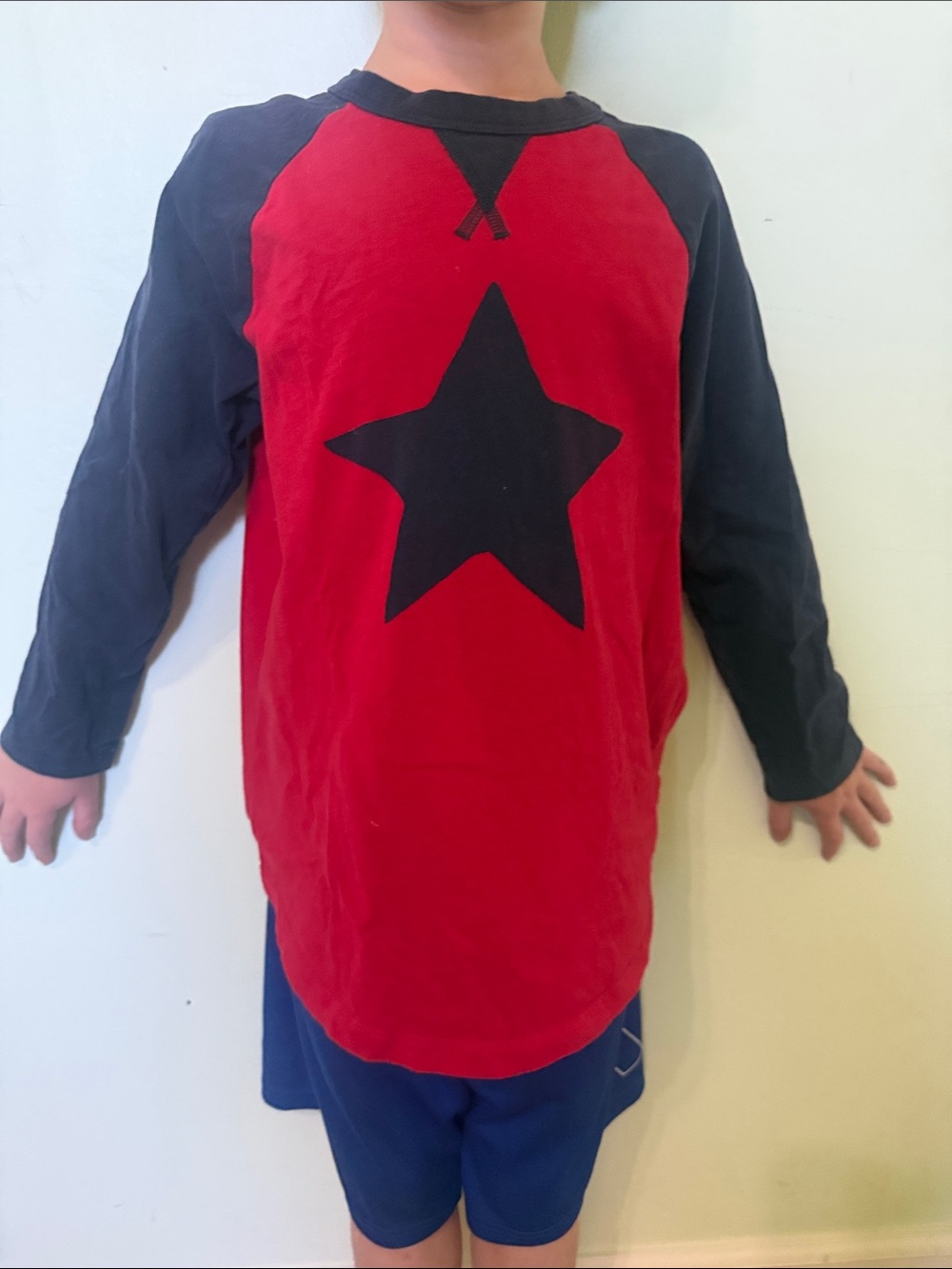 Hanna Andersson Red and Navy Star Raglan Costume Top